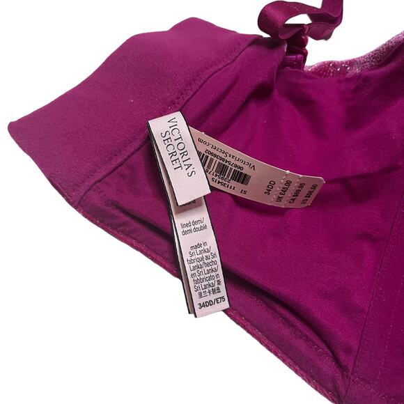 Victoria's Secret Glitter Velvet Body By Victoria Lined Demi Bra Top Size 34DD - Picture 3 of 3